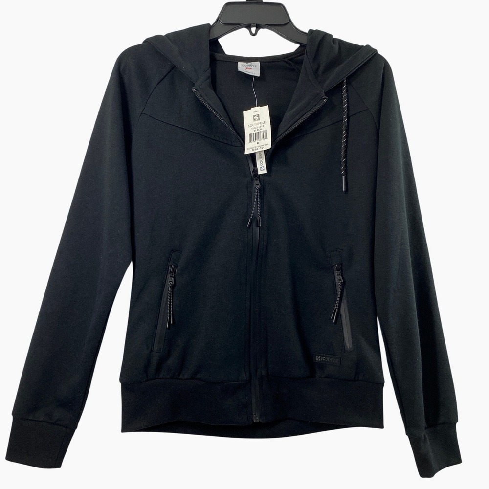 Southpole Junior Black Full Zip Hoodie Jacket Athletic Casual Size Medium NWT